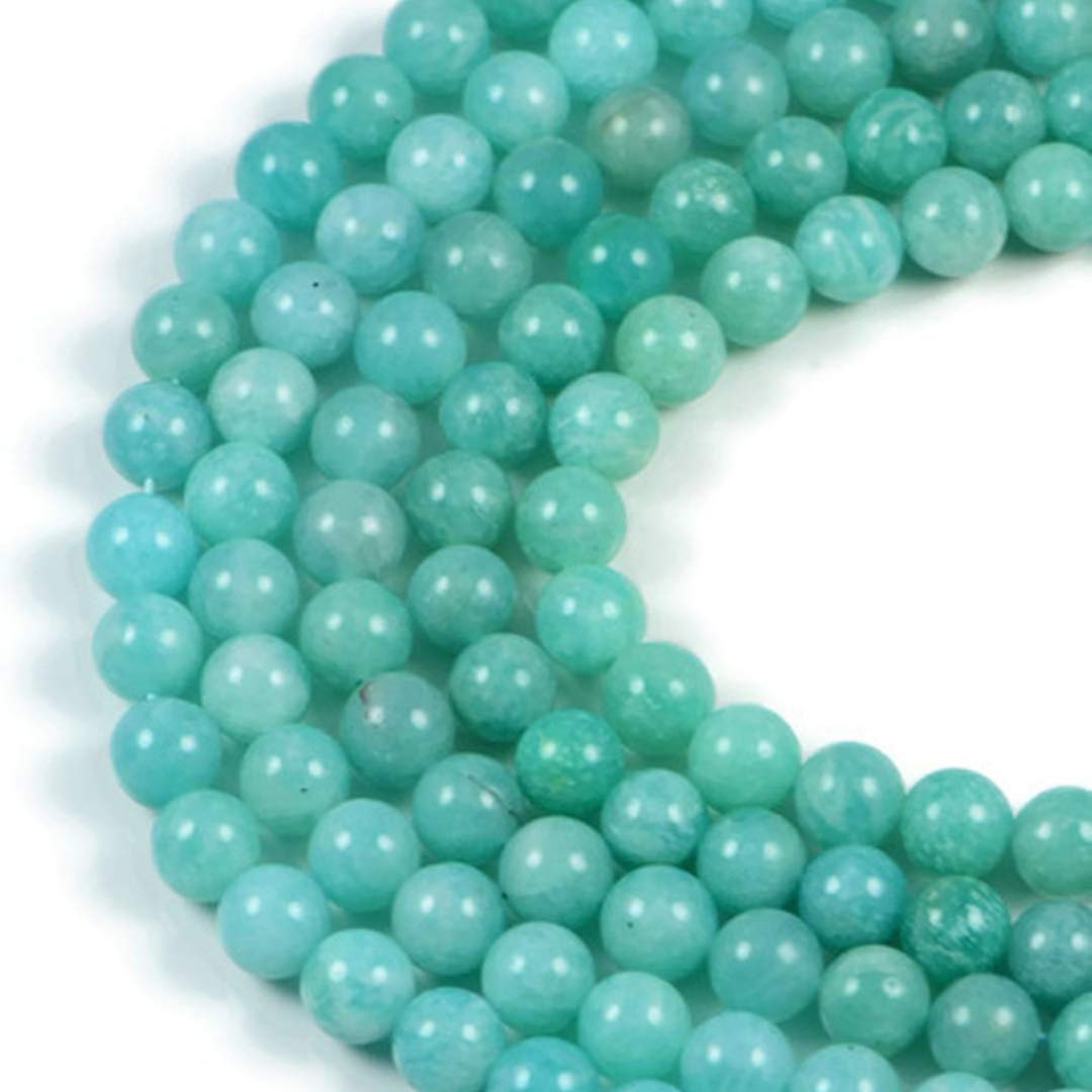 AqBeadsUk Semi Precious Beads Premium Genuine Natural Mojambique Amazonite 8mm Round Gemstone 15 Inch Strand Beads for Jewellery Making — image 1