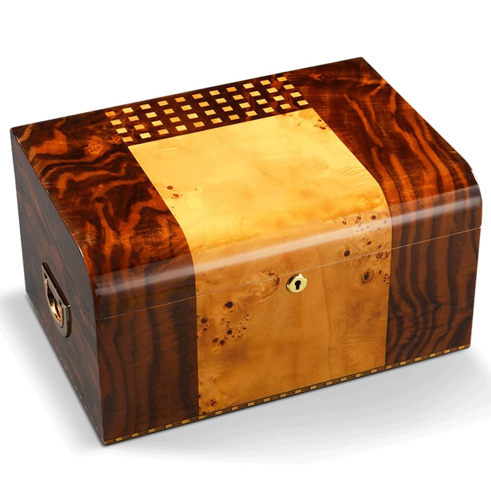 Gyori Men's Cedar Wood Humidor Cigar Box, Handmade Cigar Humidor Holds 100 Cigars Cigar Gifts For Humidor With Humidifier And Hygrometer - Fathers Day - Cigar Accessories