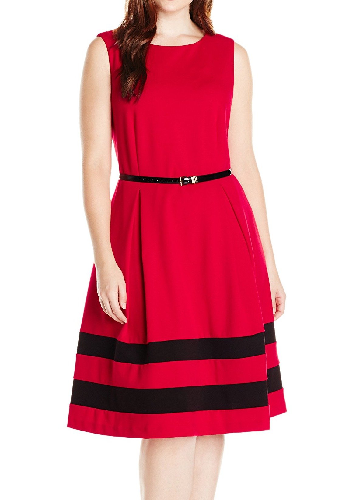 slim fit dress slacks Calvin Klein Girls Logo Tape Punto Dress in Black
