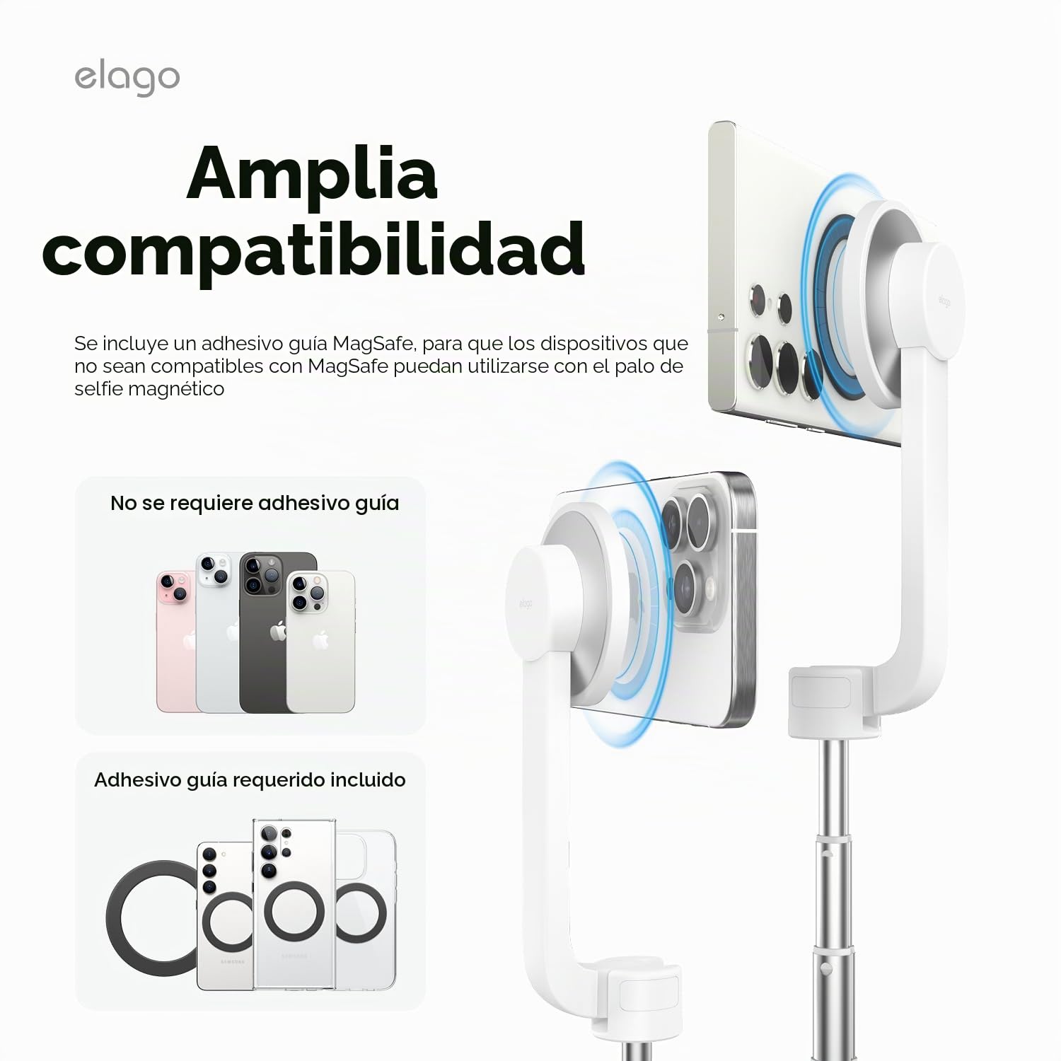 elago Trípode Palo Selfie Compatible con MagSafe para iPhone y Galaxy