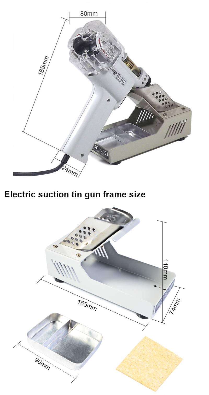 Huanyu Pistola desoldadora eléctrica de doble bomba, desoldadora de 100 W, sin plomo, bomba de vacío, herramienta de soldadura para trabajos de reparación electrónica (modelo de 110 V, 2.0 mm)
