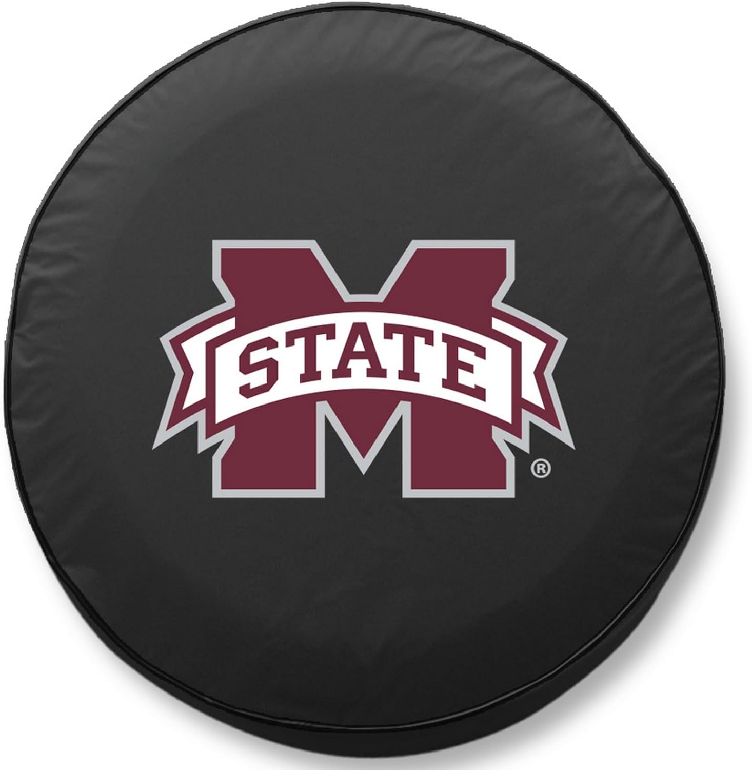 Mississippi State University Tire Cover - Size Z - (33"x12.5") on Black Vinyl