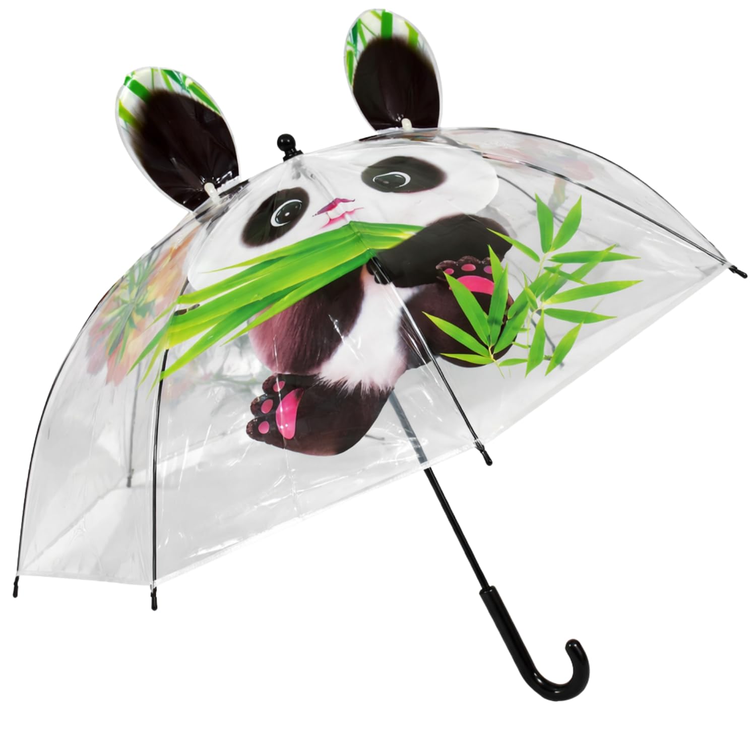 3D Panda Transparent Umbrella with Pop-Up Ears | Clear Dome Canopy kids umbrella | Safe Rounded Tips & Easy Grip Handle | Rain Umbrella for Boys & Girls (Ages 3–8)-image-47