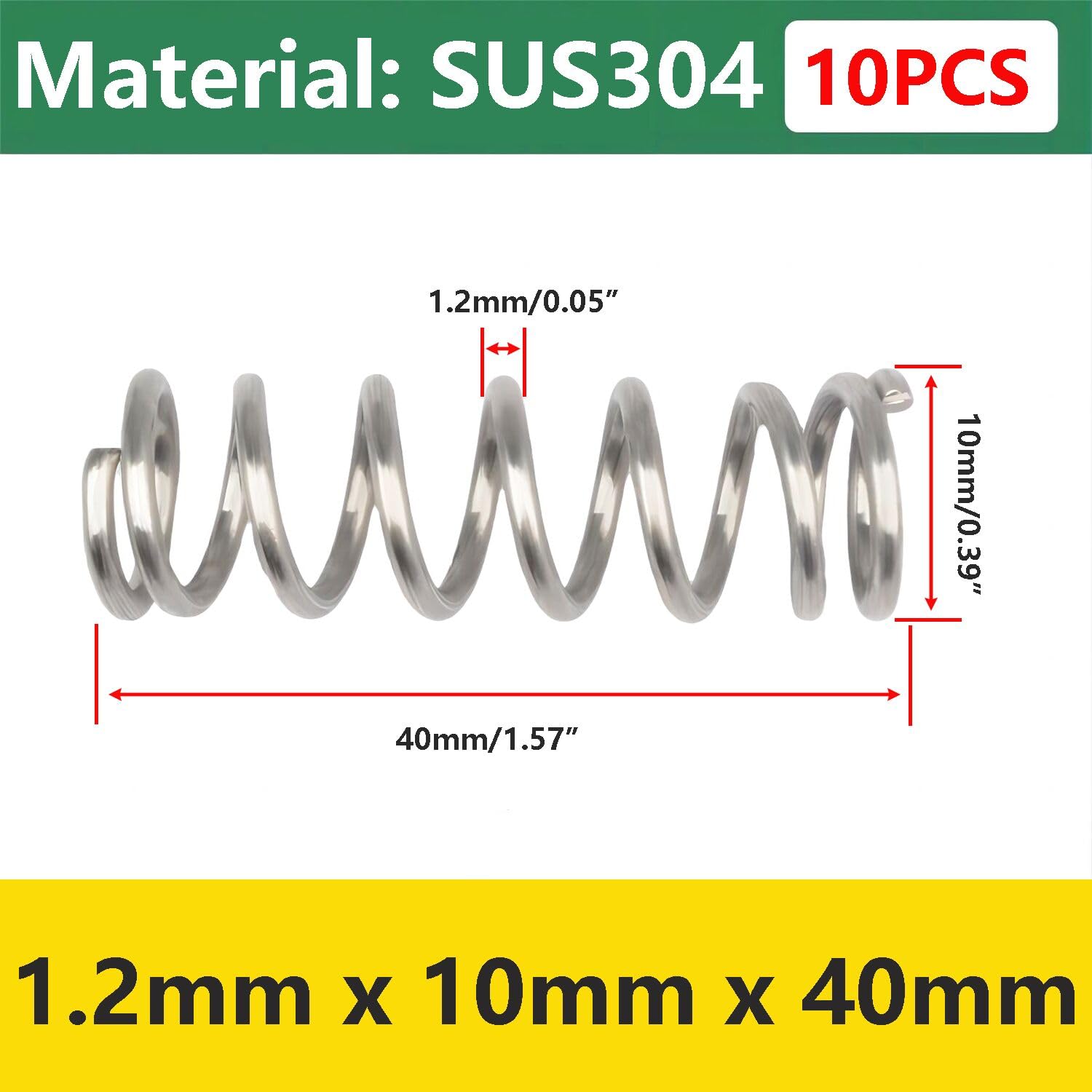 Qrity 10 Sztuk Sprężyny Dociskowe, 1,2x10x40mm