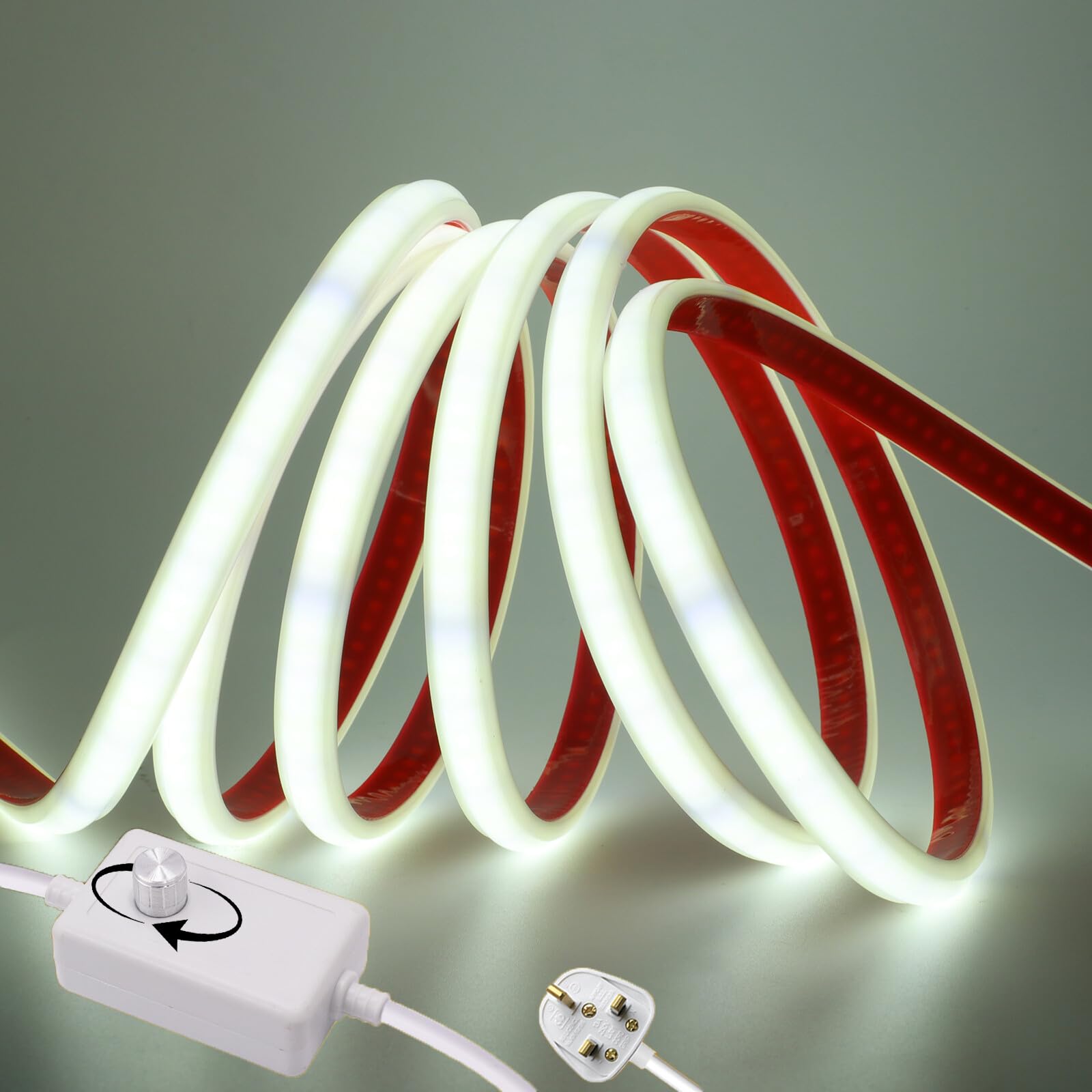 KAFULA 220V Dimmable COB LED Neon Rope Lights,Cuttable Waterproof Flexible LED Strip Lights,DIY Design,Bedroom,Game Room,Kitchen,Party,Shop Decoration [22M,White 6000K] — image 1