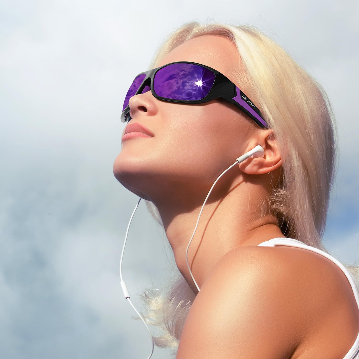 DEAFRAIN Polarisierte Sport-Sonnenbrille für Männer und Frauen, Fahren, Angeln, Radfahren, Laufen, UV-Schutz