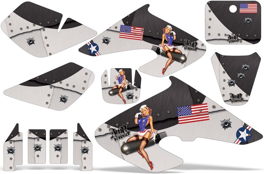 AMR Racing MX Dirt Bike Graphics kit Sticker Decal Compatible with Honda XR50 2000-2003 - T-Bomber Black