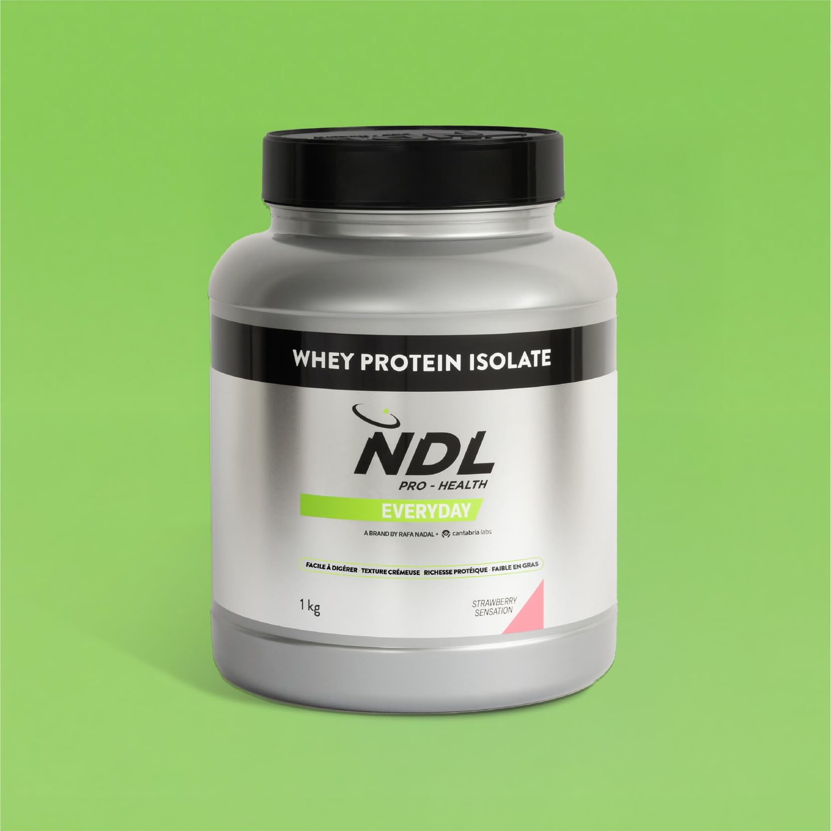 NDL Pro-Health Whey Protein Isolate Fraise | Probiotiques Pepzyme Pro® | 90% protéines, avec probiotiques Pepzyme Pro®, faible en sucres et graisses, haute digestibilité et solubilité, 1kg