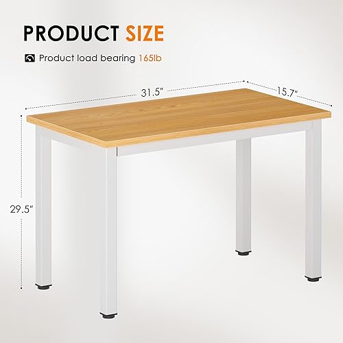 Miniatura 105 de DlandHome Escritorio pequeño para computadora de 31.5 pulgadas, mesa de escritura para espacios pequeños, mesa de estudio, escritorio para Nogal