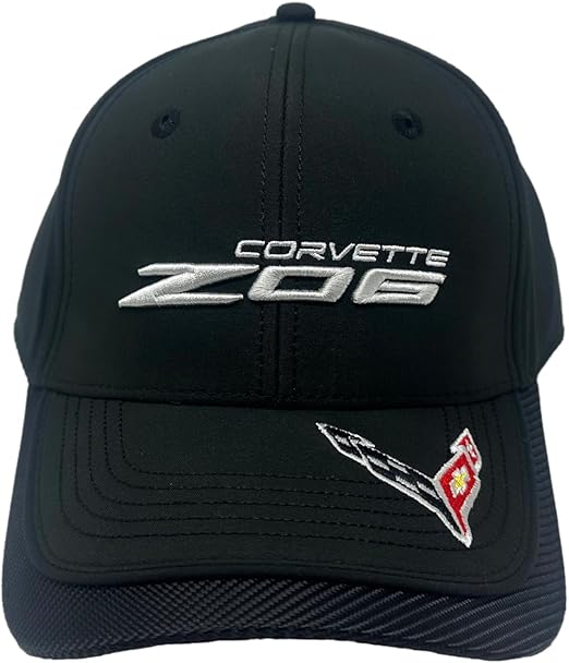C8 Z06 Corvette Carbon Fiber Hat - Next Generation Flag Accent Cap - Officially Licensed by GM