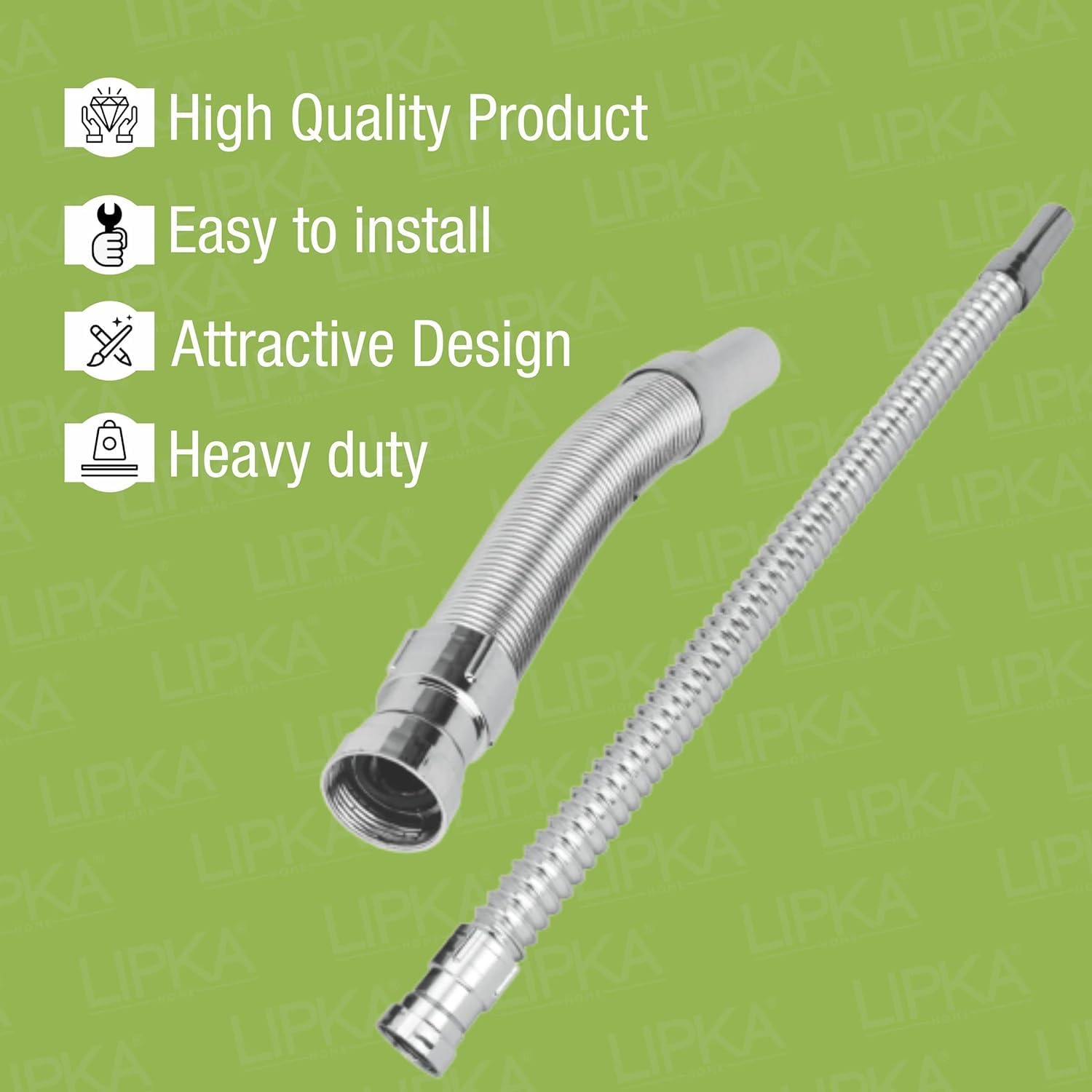 LIPKA 30 Inch Flexible Sink Waste Pipe (Set Of 2) Chrome Finish, Universal Fit for Kitchen Sink & Wash Basin Pipe, Anti-Clog, Extendable Drain Hose Pipe, Easy Installation, Durable & Rust-Resistant 1