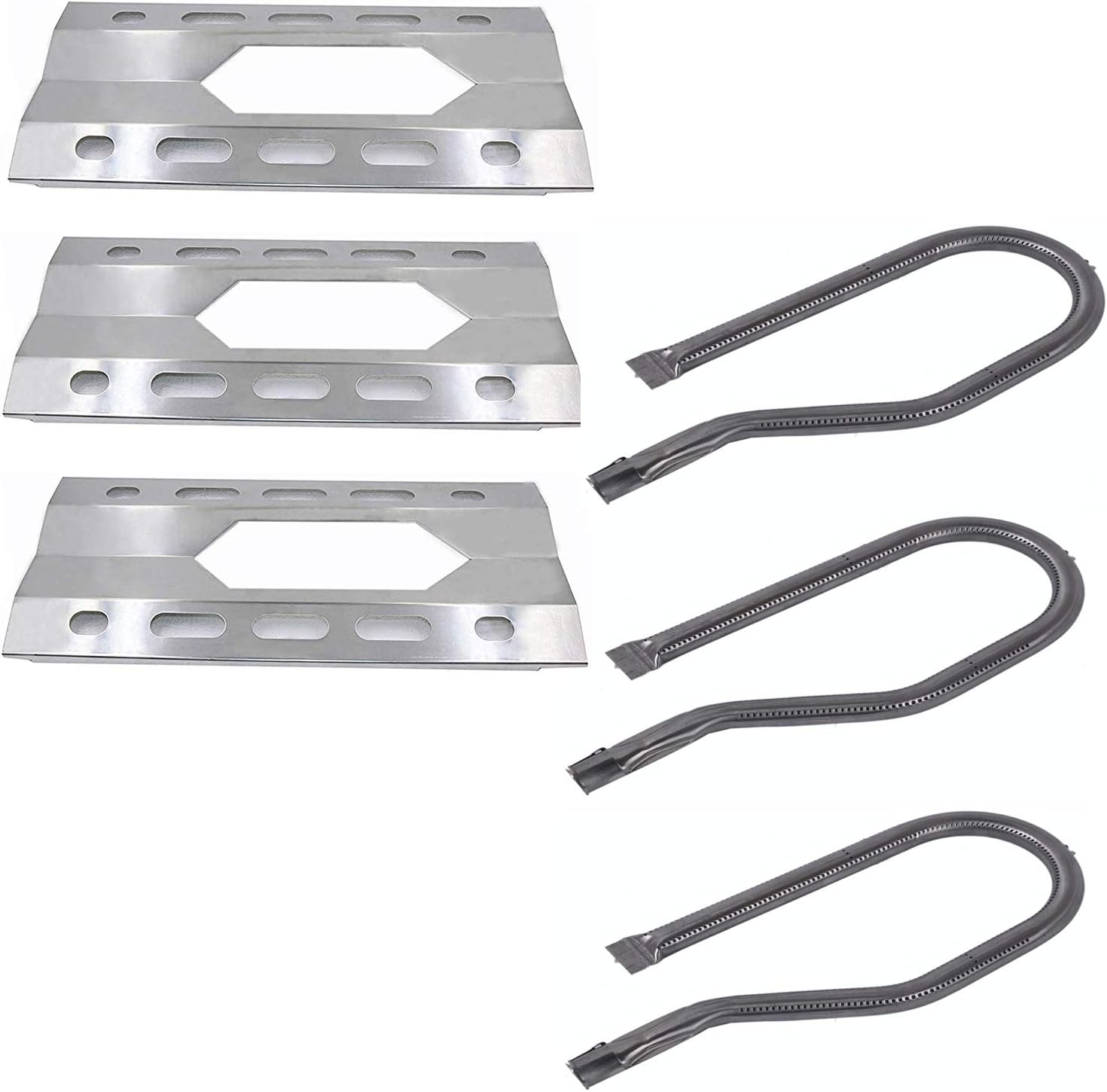 SN1281(3-Pack) SA0801 (3-Pack) 17 5/16" Stainless Steel Heat Plate and Burner Replacement for Costco Kirkland 720-0108, Nexgrill 720-0011, 720-0047-U Gas Grills