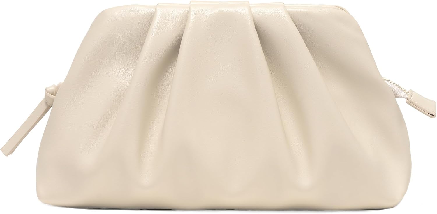 Clutch Purses For Women Elegant Vegan Leather Pleated Evening Clutch Bag With Zipper For Holiday Wedding Gala