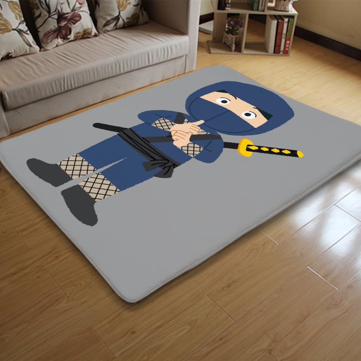 Amazon｜カーペット 忍者 日本の侍 戦士 武器剣 ラグマット 100×150cm 