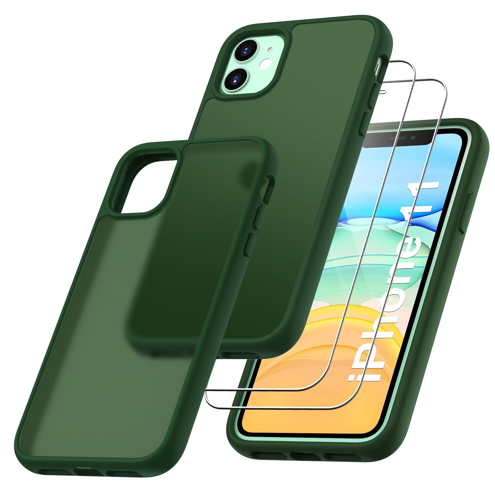 Qasyfanc Custodia IPhone 14 Pro Con Protezione Fotocamera + 2 Pellicole Vetro | Cover Ibrida Rigida Trasparente Anti-ingiallimento, Antigraffio, Standard Militare
