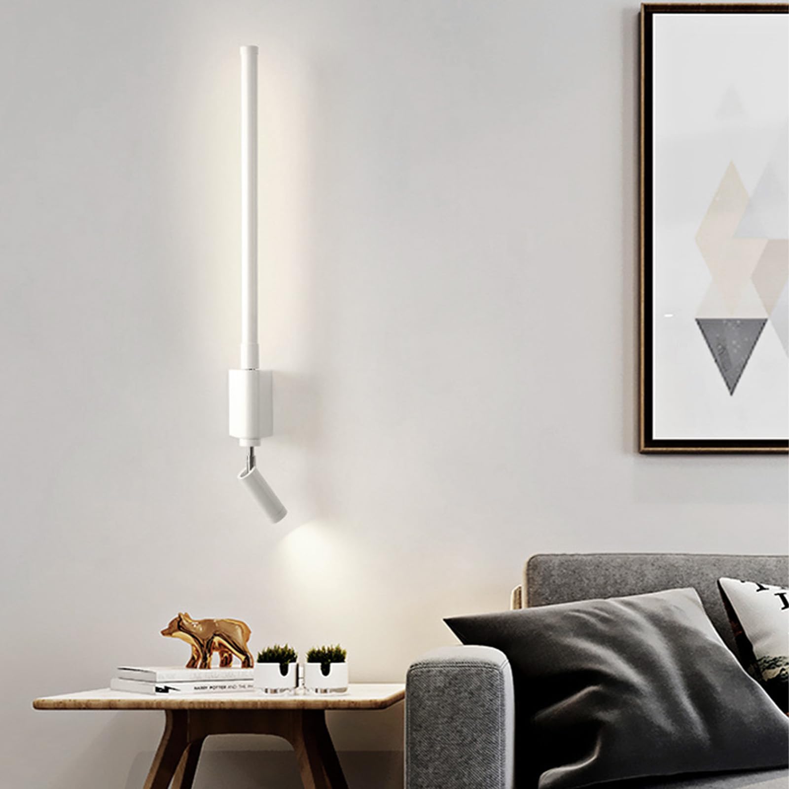 HCZKIUJY LED Wall Lamp - 350°+330° Adjustable Long Wall Sconce with Spotlight, Modern Wall Light for Hallway, Living Room, Bedroom, Corridor, Office, Hotel (White White Light-60cm)