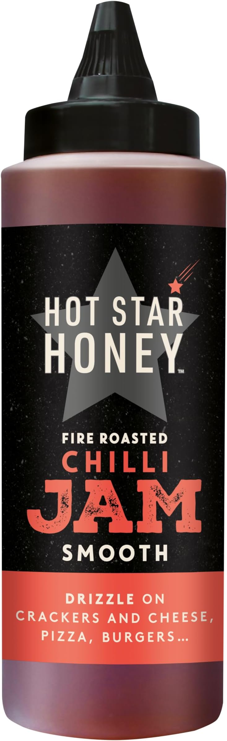 Hot Star HoneyFire Roasted Chilli Jam - SMOOTH CHILLI JAM WITH HONEY AND ROASTED PEPPERS - DRIZZLE ON CRACKERS, CHEESE, PIZZA AND BURGERS - 325g