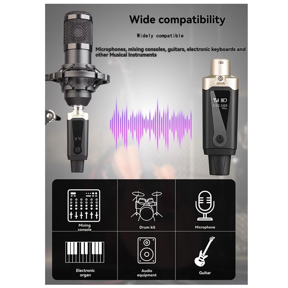 Adattatore Convertitore Mic XLR Microfono Wireless UHF Trasmettitore Ricevitore per Microfono Dinamico A Condensatore