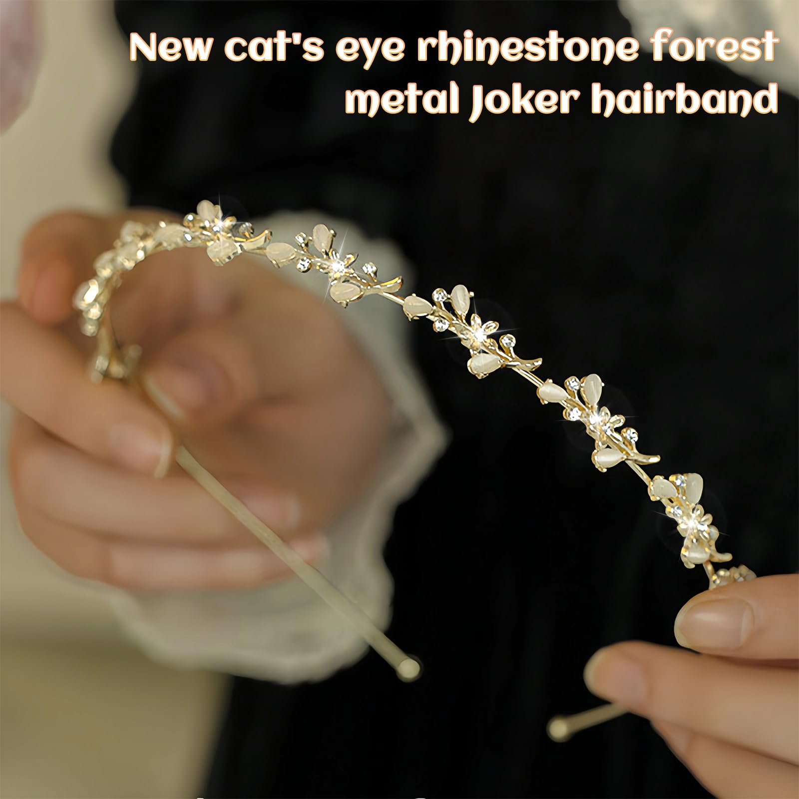 Bridal Wedding Rhinestone Headband, Gold Alloy Crystal Flower Tiara - Shiny Bridal Jewellery for Women Girls, Perfect for Wedding Engagement Party Bridesmaid - 4