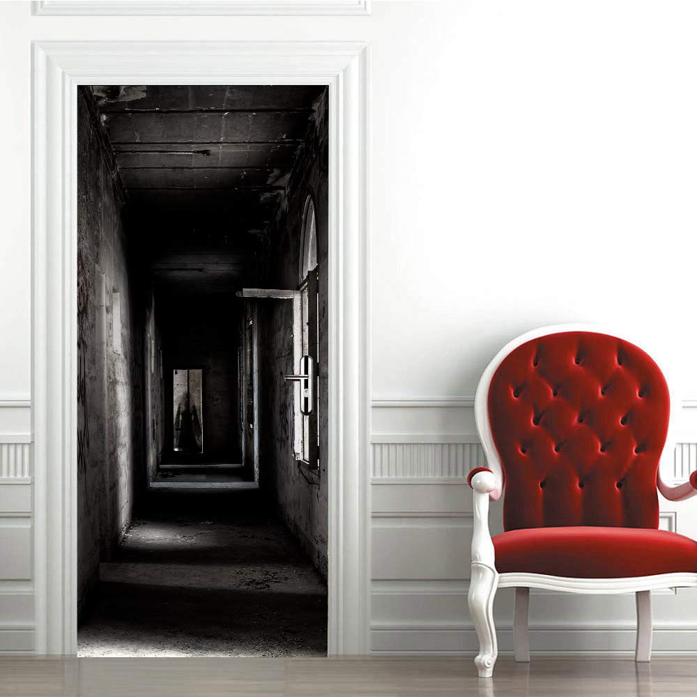Sticker porte 3D effet trompe l'oeil 93x205 cm papier peint adhésif extensible