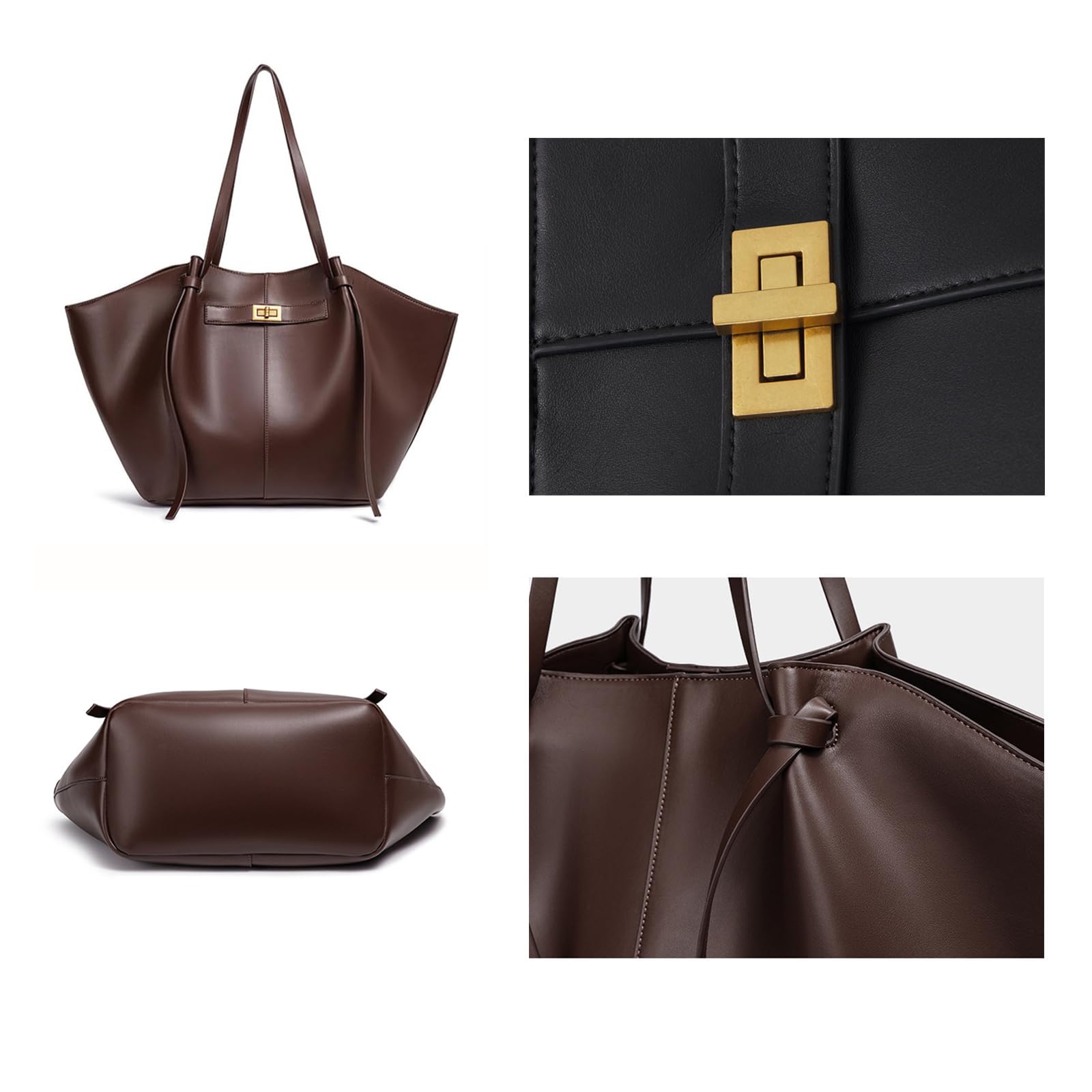 Bolsa Tote Mujer Gran Capacidad, Bolso de Hombro de Piel Sintética Elegante, Bolso Shopper Tote Bag, Elegante Bolso de Mano para Oficina, Viaje, Universidad y Salidas Diarias