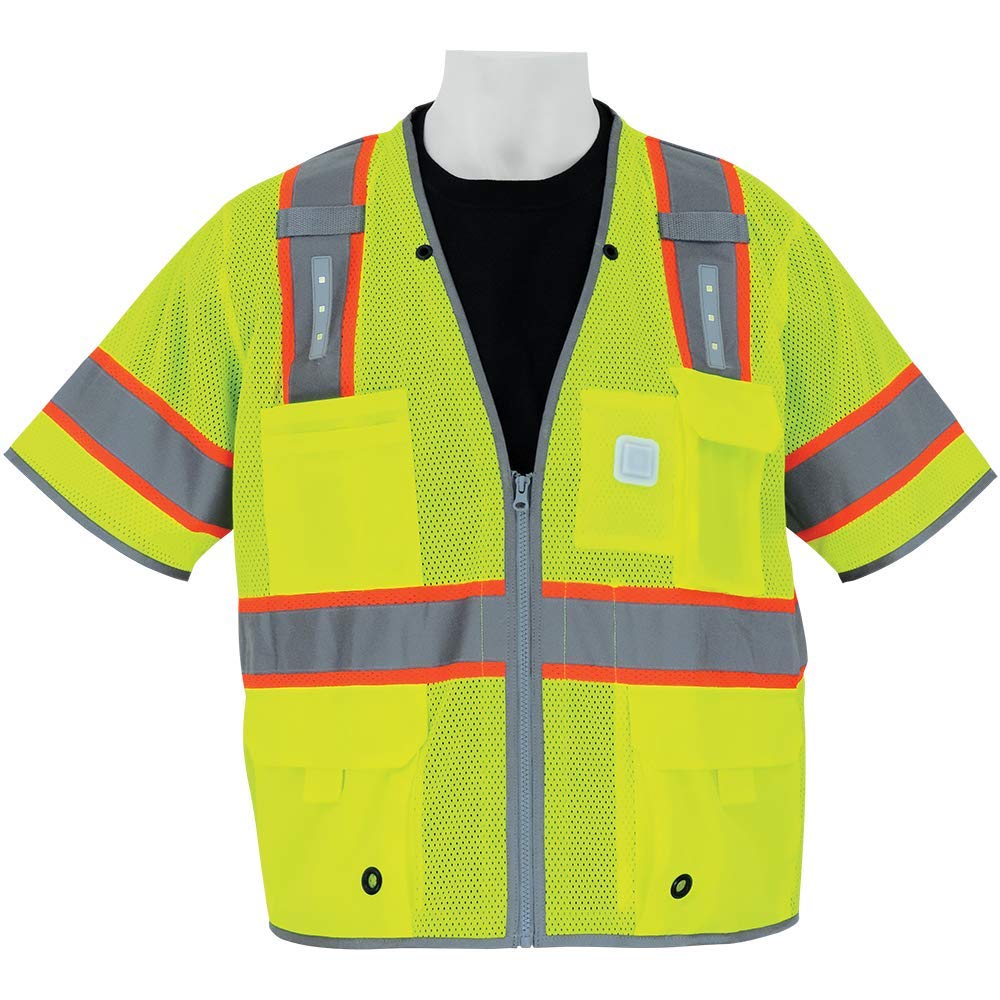 Global Glove GLO-315LED - FrogWear HV - Premium High-Visibility Surveyors LED Safety Vest - Large