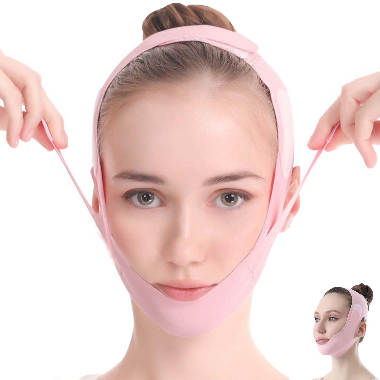 MáScaras Faciales En V, MáScara De Lifting Facial, Correa Reutilizable De Adelgazamiento Facial, Correa De Lifting Facial Ajustable En Forma De V Para Papada Y Piel Facial FláCida, Rosa