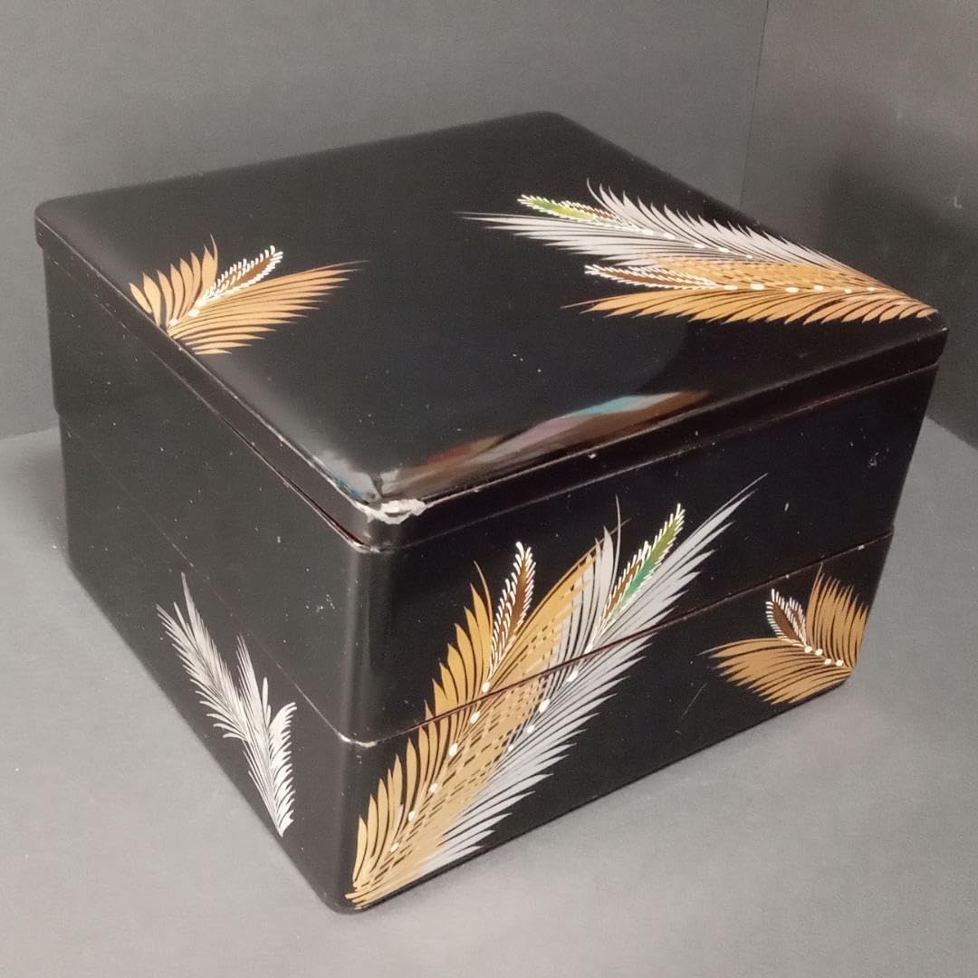 漆器 重箱 扇模様 黒色 漆器 重箱 扇模様 黒色 漆器 重箱 扇模様 黒色