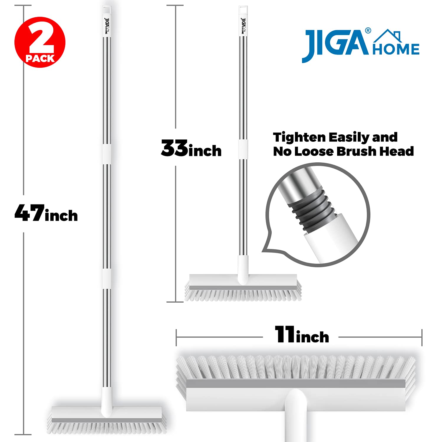 Bathroom Cleaning Brush with Wiper and Squeegees,Tiles Cleaning with Long Handle Tile Cleaner Bathroom Floor Brush Window Cleaning Brush Floor Scrub Brush (3 in 1 Brush) 4