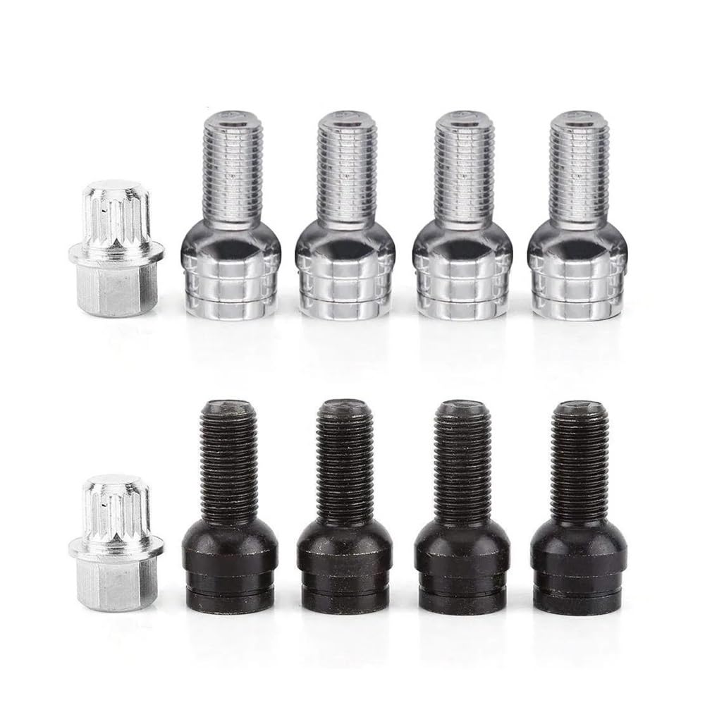 4 Bulloni Antifurto Ruote M14*1.5 Con Adattatore Chiave Per VW Per Golf Per Jetta Per Passat Bulloni ruota(Silver)