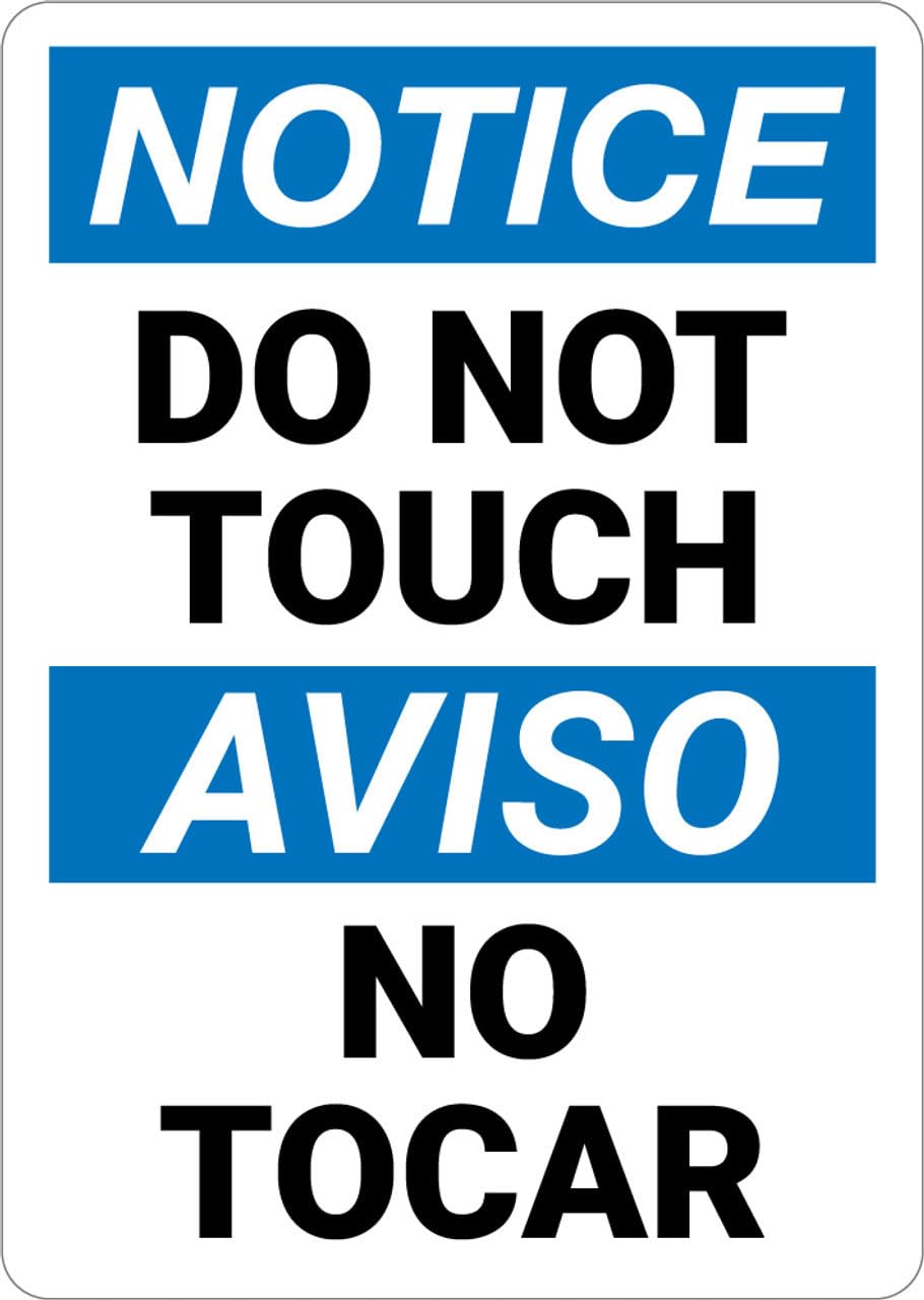 peiyeety Notice: DoTouch No Tocar Bilingual Spanish - Wall Sign Bilingual Signs Metal Sign Danger Warning Man Cave Yard Indoor Or Outdoor-8x12inch