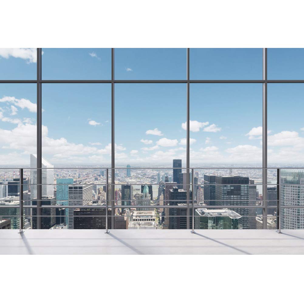 ZJRBJB Fotohintergrund Superhelden-Stadt – 2,1 X 1,5 M Vinyl, Skyline Mit Wolkenkratzern Für Kinderfotos