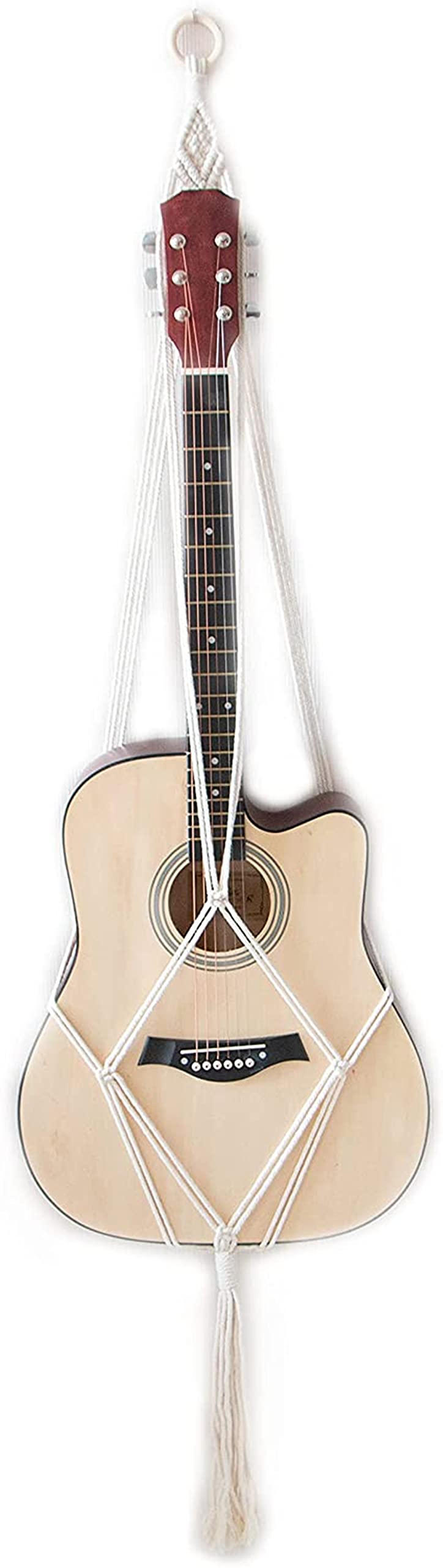 Guitar Wall Hanger, Macrame Guitar Hanger Boho Style Guitar Wall Mount Holder for Acoustic Guitar & Electric Guitar (38 Inches)