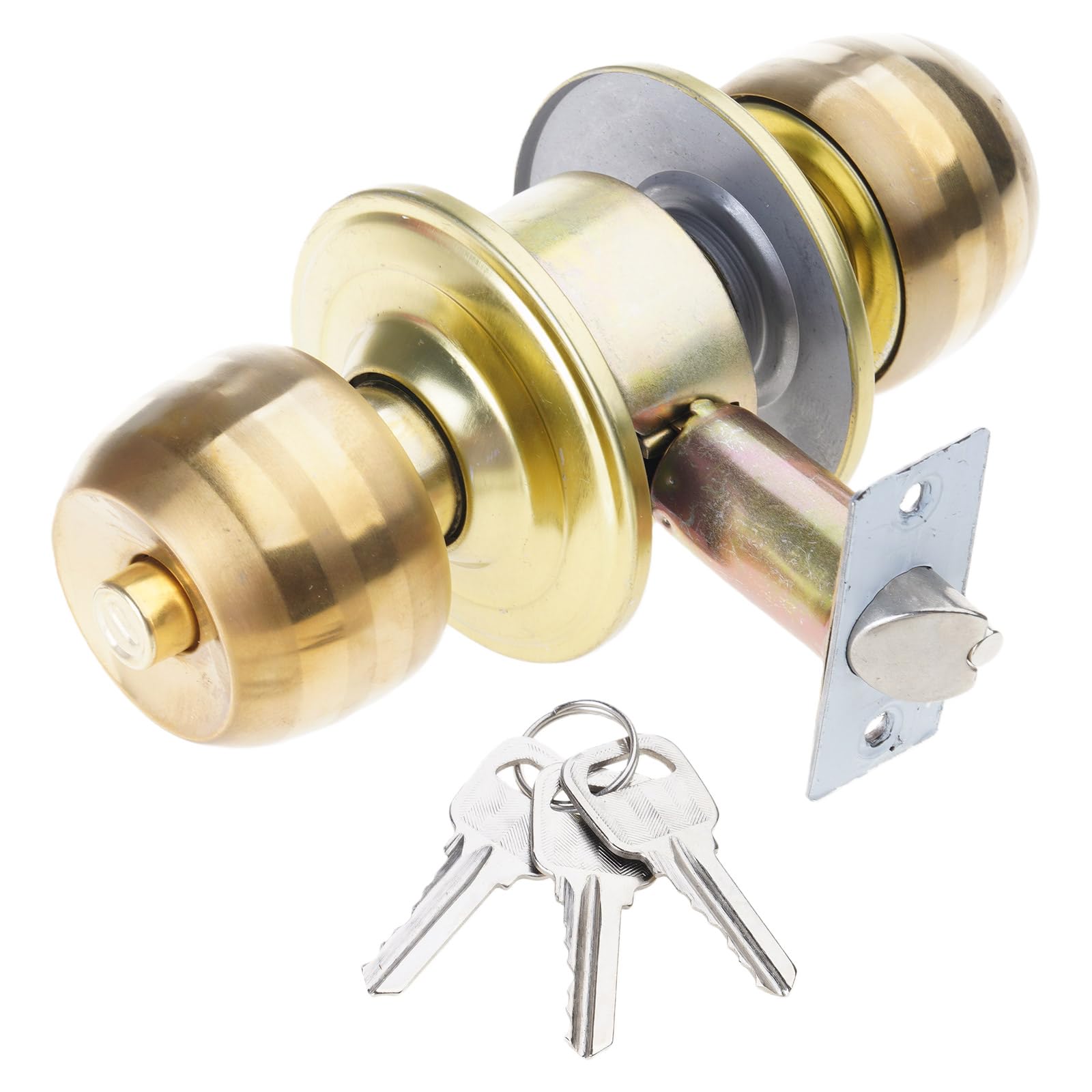 Kalttoy Gold Zincs Alloy Rotation Round Door Knobset Handle Round Shaped Entrance Doorknob For Hallway, Closet Easy To Use Zincs Alloy Rotation Door Knobset Handle For Entrance Passages