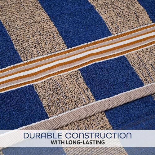 Image of Kuber Industries Bath Towel | Towel for Bath-Gym-Travel | Highly Absorbent Bathing Towel | Bath Towel for Men | 144 GSM Cotton Bathroom Towel | Blue Patti | 30x60 Inch | Cream