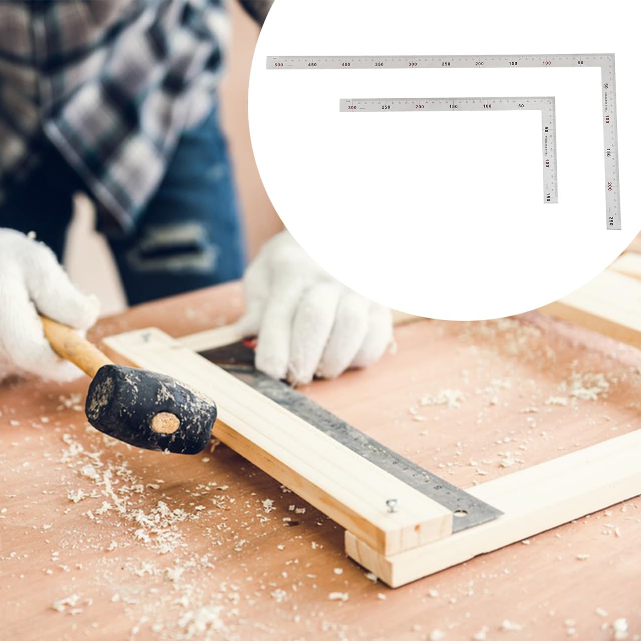 POPETPOP Règle Carrée En L En Acier Inoxydable 2 Pièces - Équerre Métallique Précise Pour Travail Du Bois Dessin Architecture Et Ingénierie - Outils Polyvalents Pour Professionnels Et Amateurs