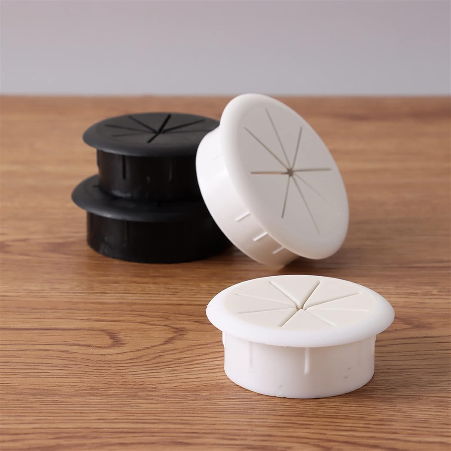 Passacavo per scrivania, 50/60MM Organizer for Cavi da scrivania Copriforo for Cavi Passacavi for mobili da Ufficio Passacavo a Otto Petali Coperchio for Scatola di Filettatura(White,60mm)