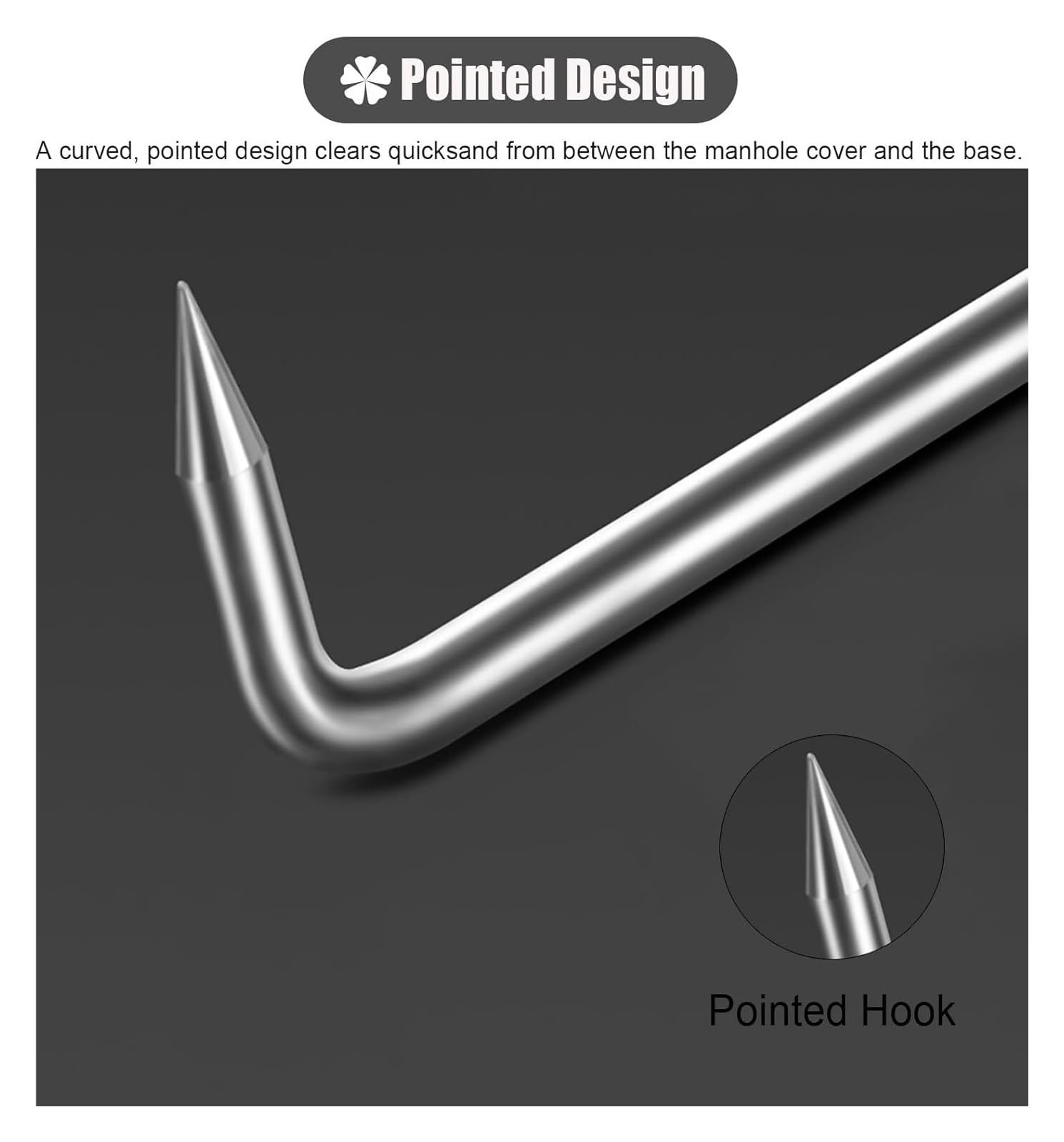 DARZYS Manhole Hook Tool, Manhole Cover Hook, Drain Cover Lifter Tool, Shutter Shop Restaurant Drain Cover Hook Lifting Puller