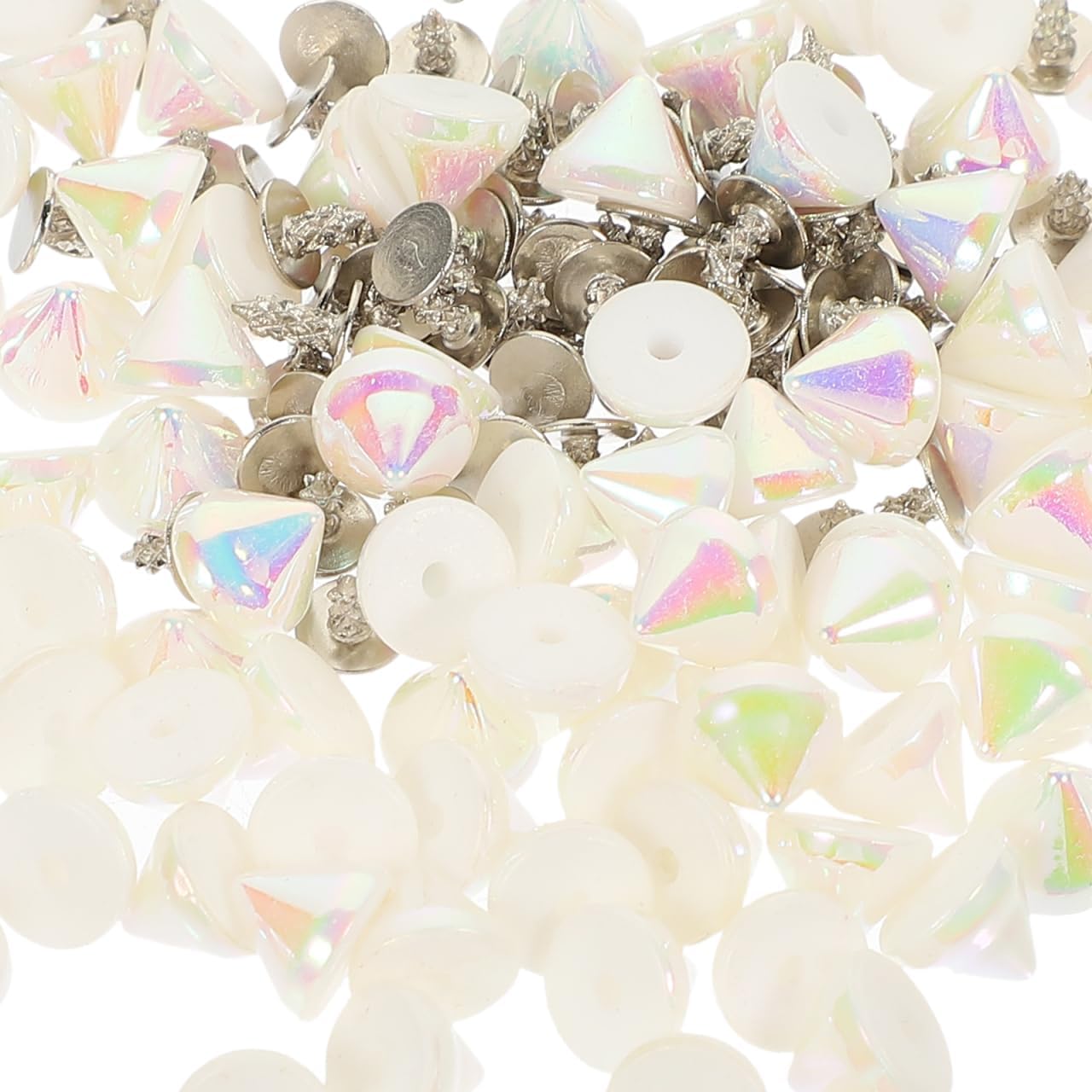 Zerodeko Studs for Clothing 100Pcs Punk Spike Accessories for DIY Clothing Leathercraft Bags Shoes Decoration 0.27X0.23In Durable Metal Studs for Crafts