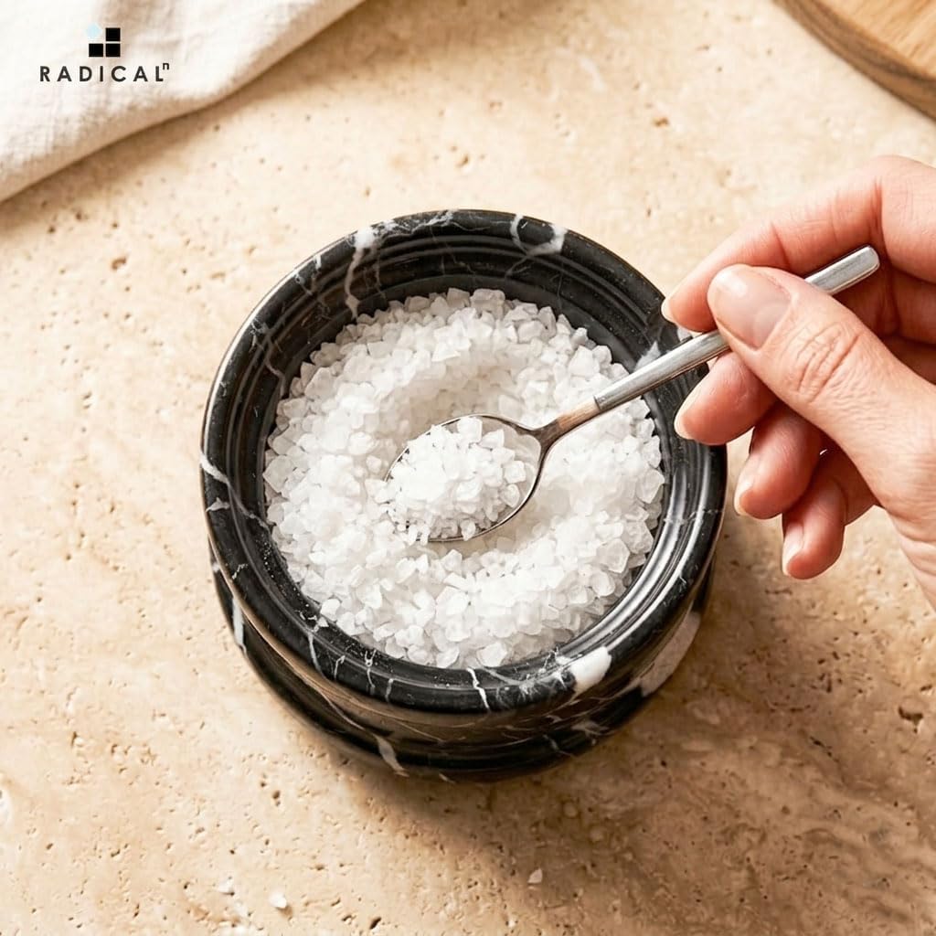 Radicaln Marble Salt Cellar with Lid, 4 Inches Salt Bowl & Spice jar image 4