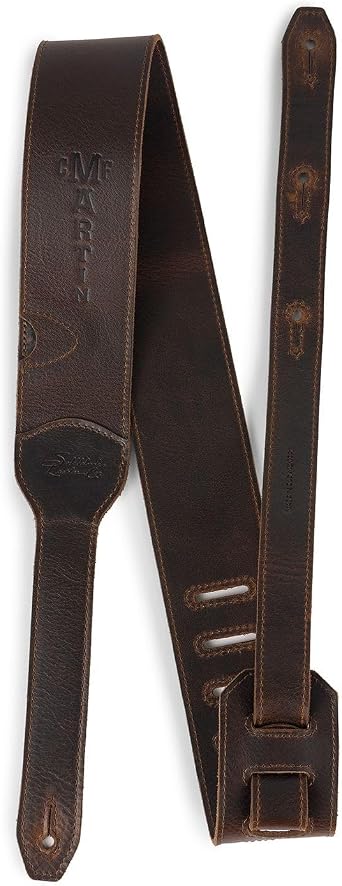 MARTIN LUXE Leather Guitar Strap Dark Brown | Full Grain Leather with Pick Holder