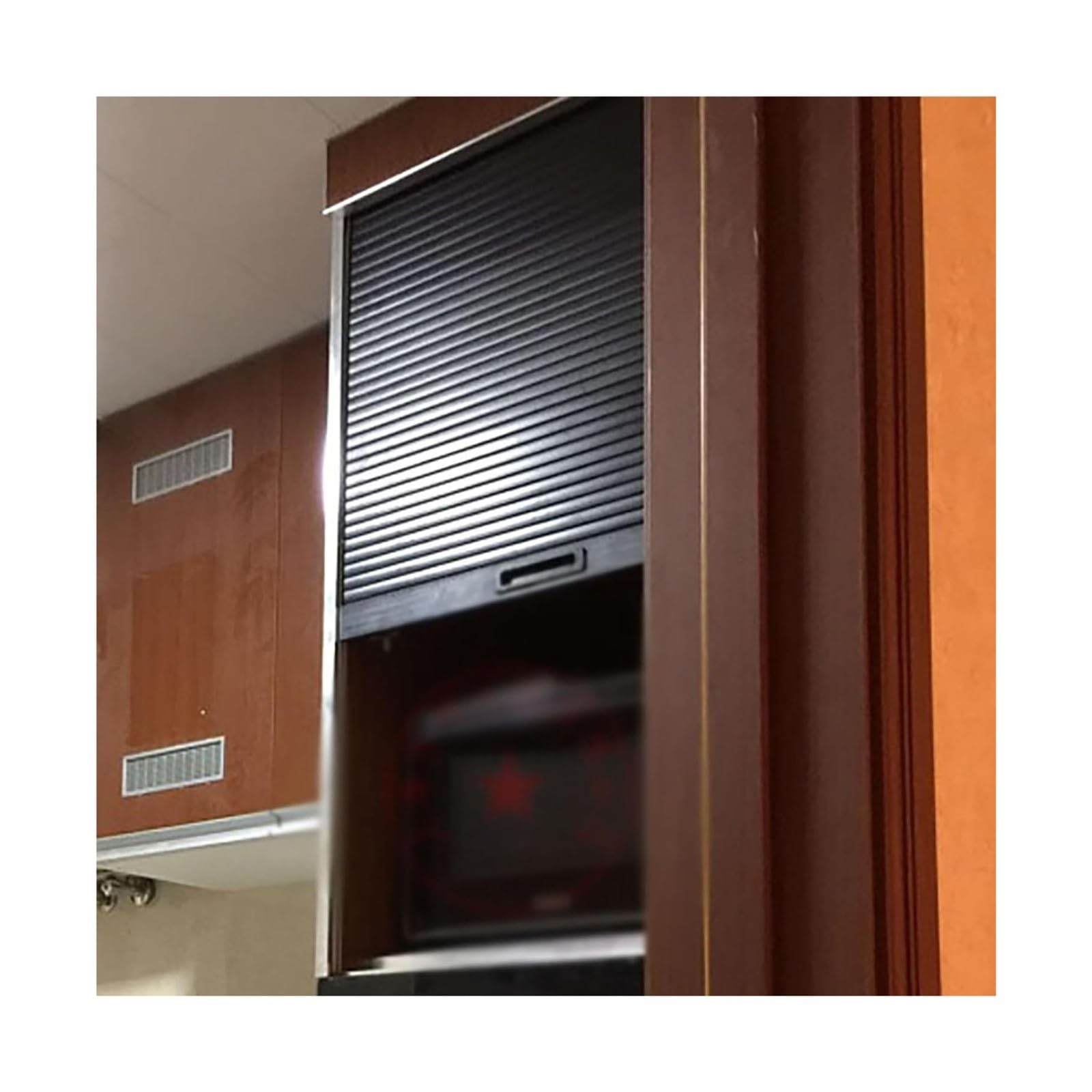 Foelanne Wxh Accordion Folding Door Kit, Abs Accordion Folding Tambour Door Cabinet Black Kitchen Appliance Garage 60X(50-120) Cm(60X110cm)