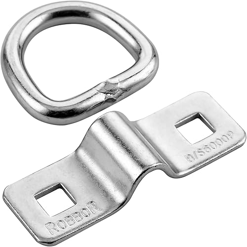 Miniatura 4 de Anillo en D, anclaje de amarre, 4 unidades, Robbor de montaje en superficie, resistente, 6000 libras, resistencia a la rotura, acero forjado súper