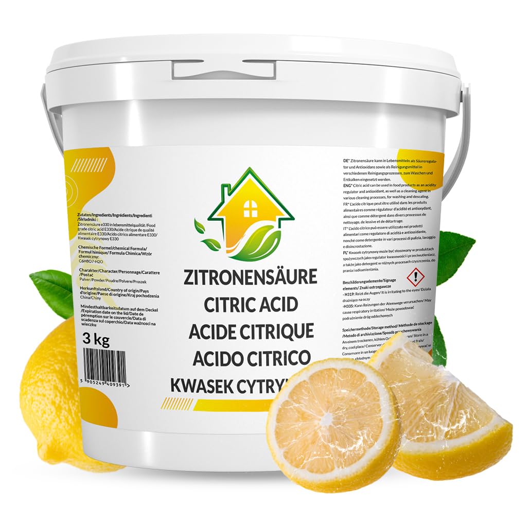 Acido citrico in polvere, 3 kg, qualità alimentare, anticalcare e