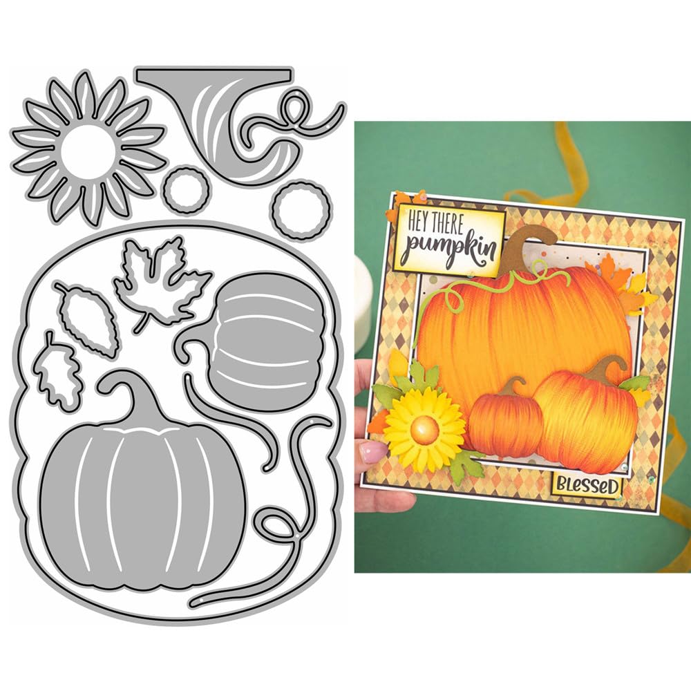 Stitching Pumpkins Die Cuts for Card Making, Sunflower Flowers Maple Leaf Metal Cutting Dies for Paper Scrapbooking, DIY Stencils for Album Party Wedding Festivals Decoration — image 1