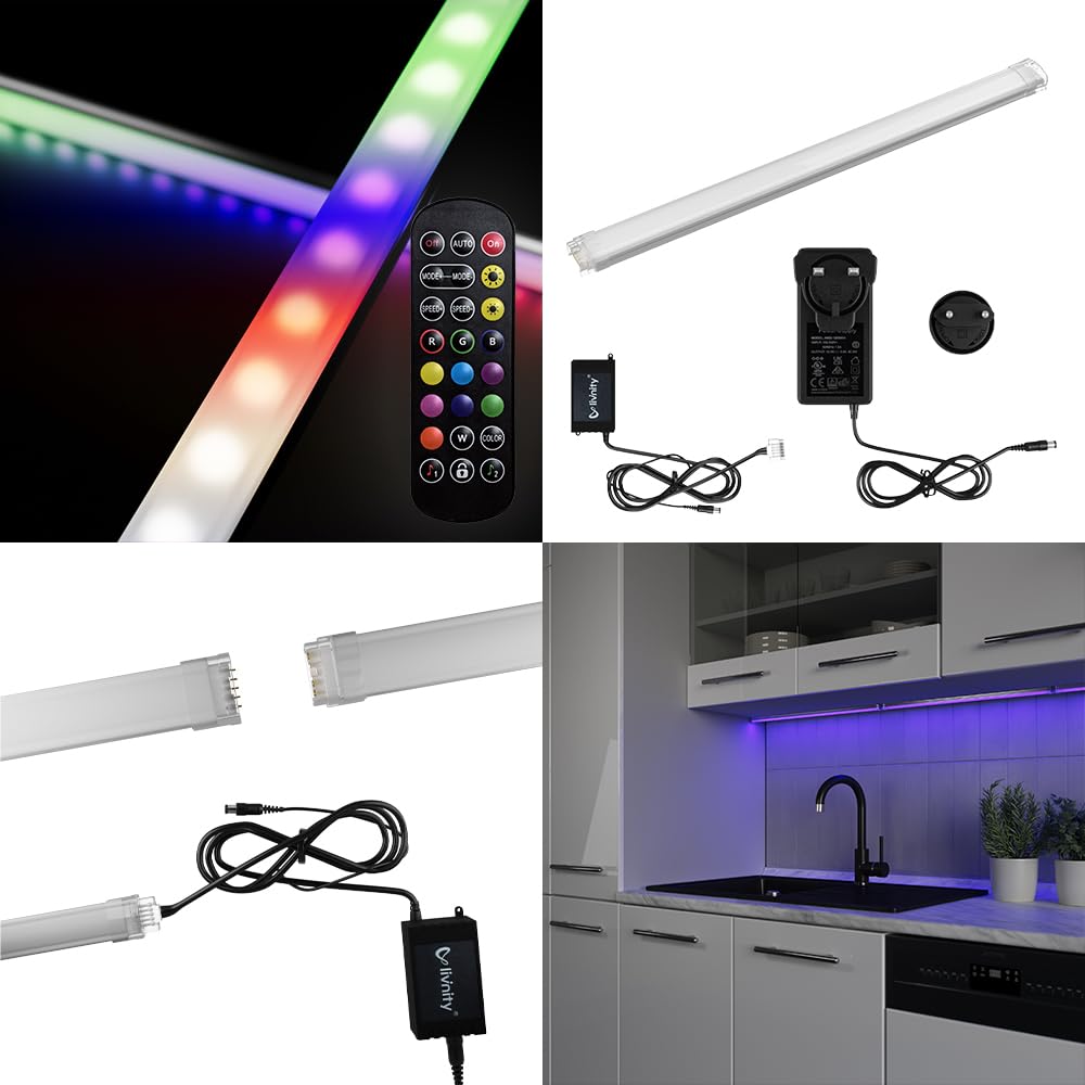 Vicco Striscia LED, Bianco, 80 cm | con starter pack, adatto per l'illuminazione di mobili e superfici di lavoro