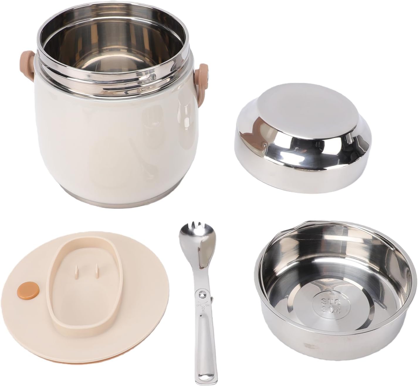 Pssopp Insulated Food Jar, 6.18in 304 Stainless Steel Kids Hot Food Container Leak Proof Insulated Lunch Container for Adults School Meals Office Picnic Travel Outdoor (Style 1)