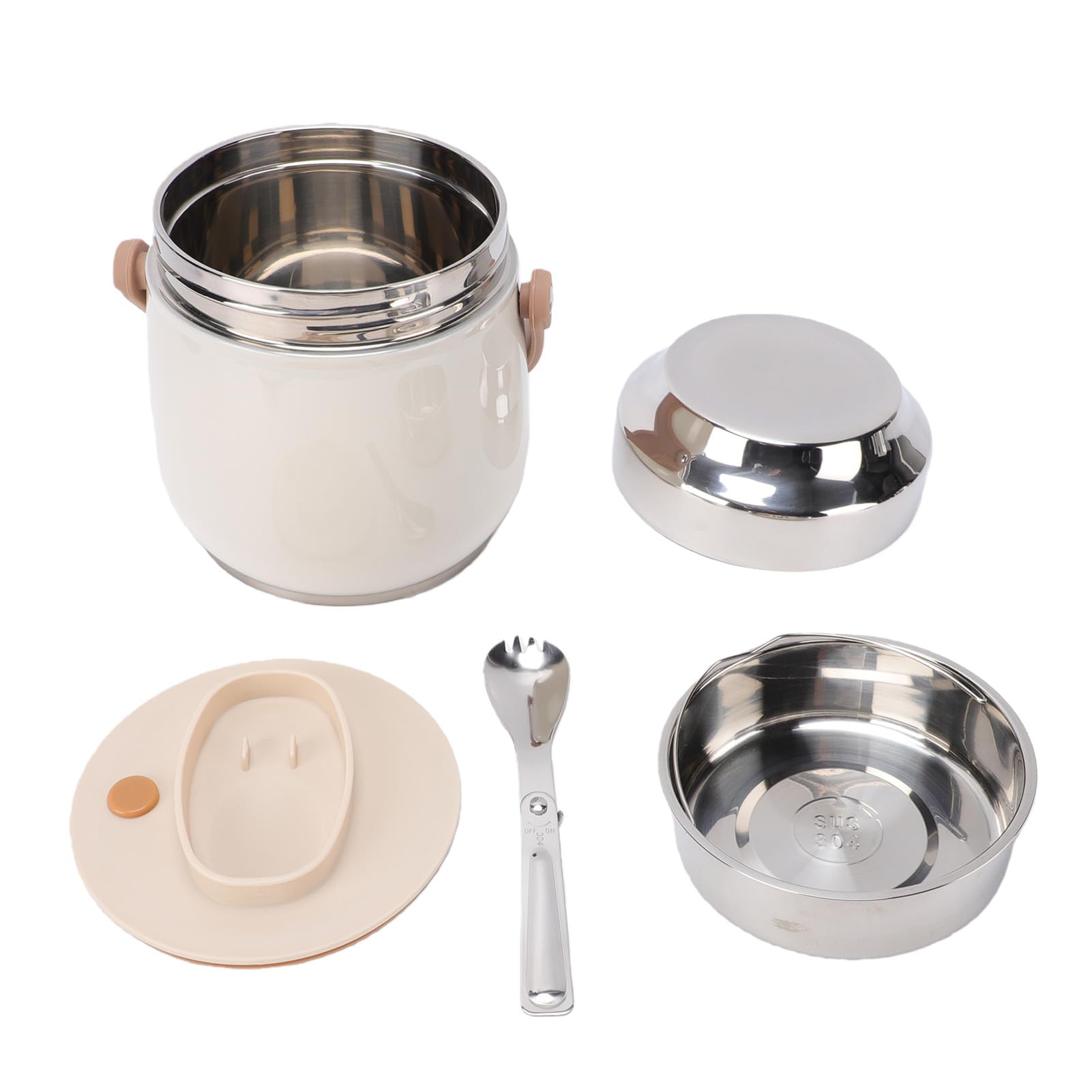 Tnfeeon Tragbares -Lunchglas, Isolierter Lebensmittelbehälter aus Edelstahl, Hält Mahlzeiten Warm, 580 Ml Fassungsvermögen, für Büroangestellte, Schulpicknick, Leichtes Design mit Mehreren Fächern