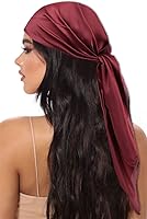 Vista 85 de Conjunto de bufanda de poliéster de gasa cuadrada de satén suave y grande para mujer, cuello de cabeza, multiuso, colores sólidos disponibles Azul