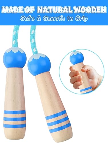 Miniatura 4 de Lorvain - Cuerda de saltar ajustable para niños, cuerda de saltar para niños con mango de madera para niñas y niños, cuerdas de salto pesadas para
